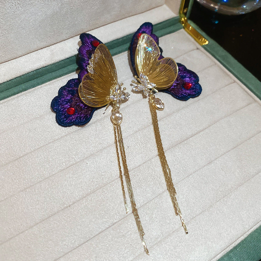 French Royal Style Zircon Geometric Flower Light Luxury High-grade Earrings