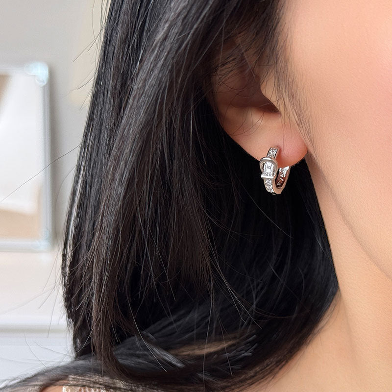 Inlaid Zircon Circle Ear Clip Female Niche Personality Unique Fashion Earrings