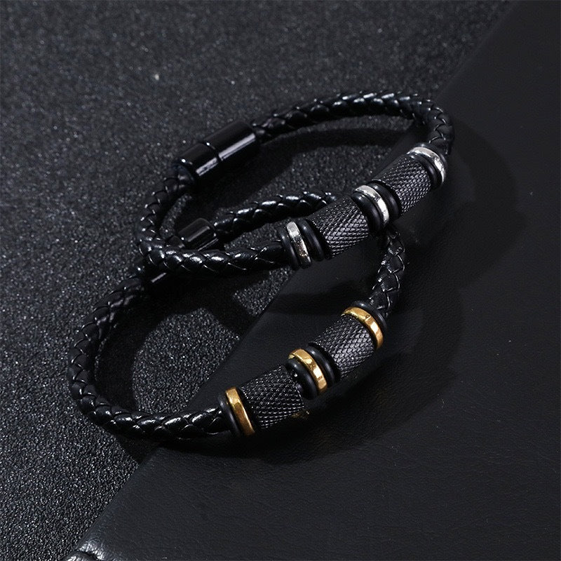 Men's Leather Woven String Beaded Simple Fashion Bracelets