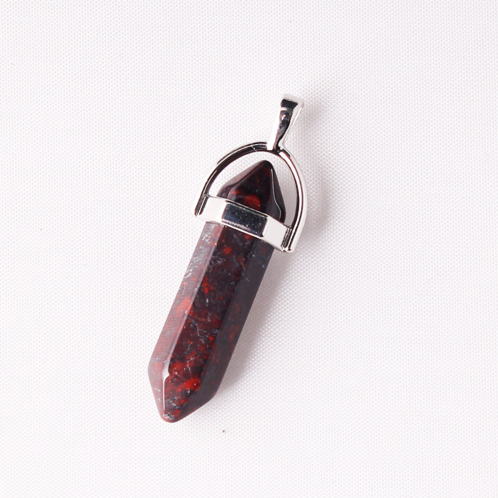 Stone Crystal Agate Bullet Hexagon Prism Pendant