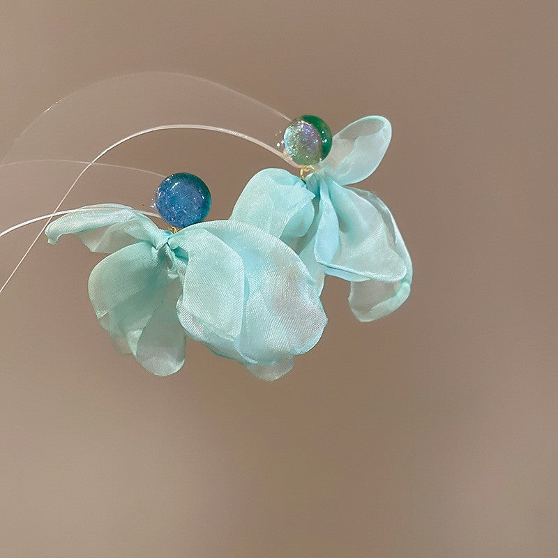 Summer Super Fairy Vacation Style Blue Flower Tassel Fashion Elegant Rings