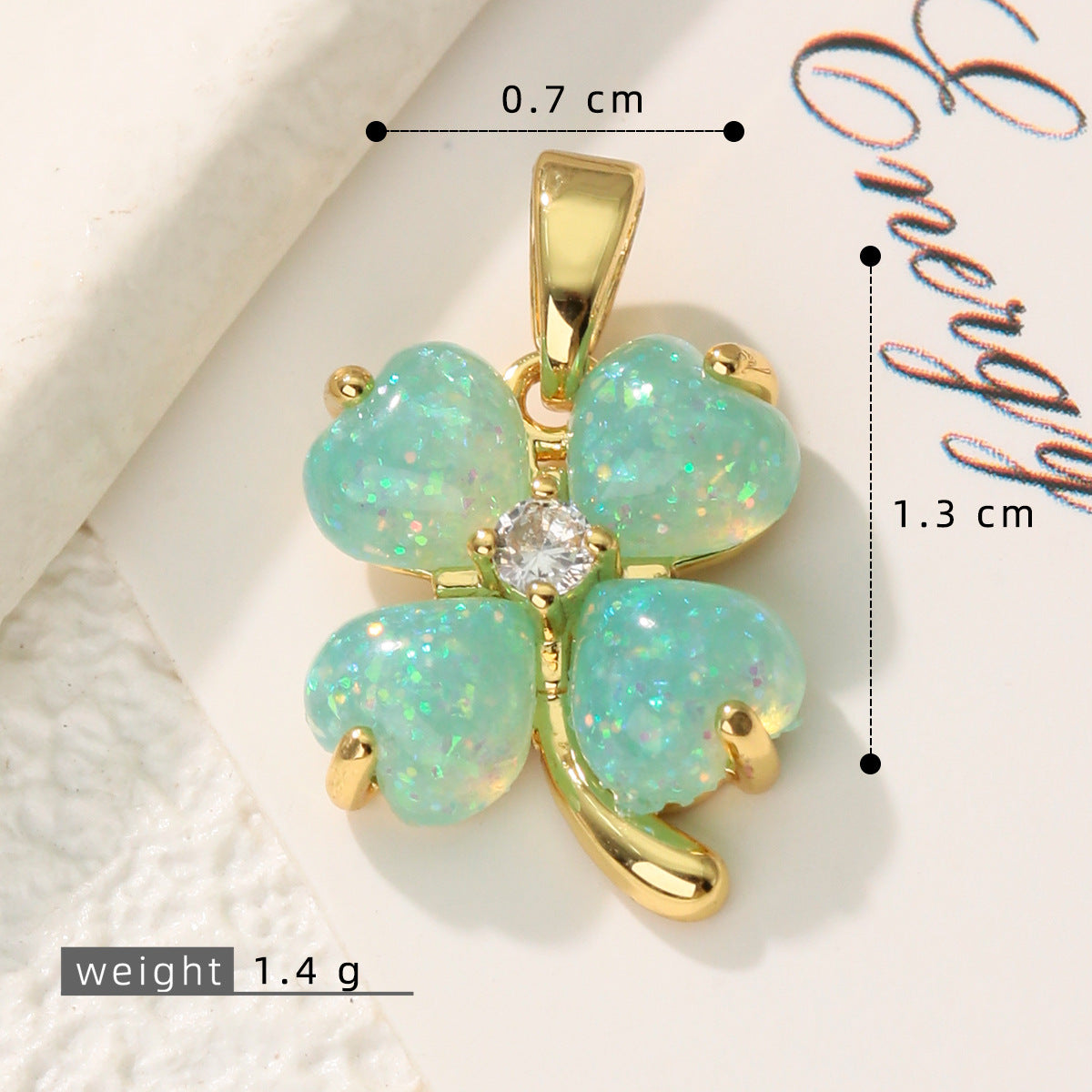 Light Luxury Four-leaf Clover Gold Inlaid Zircon Pendants