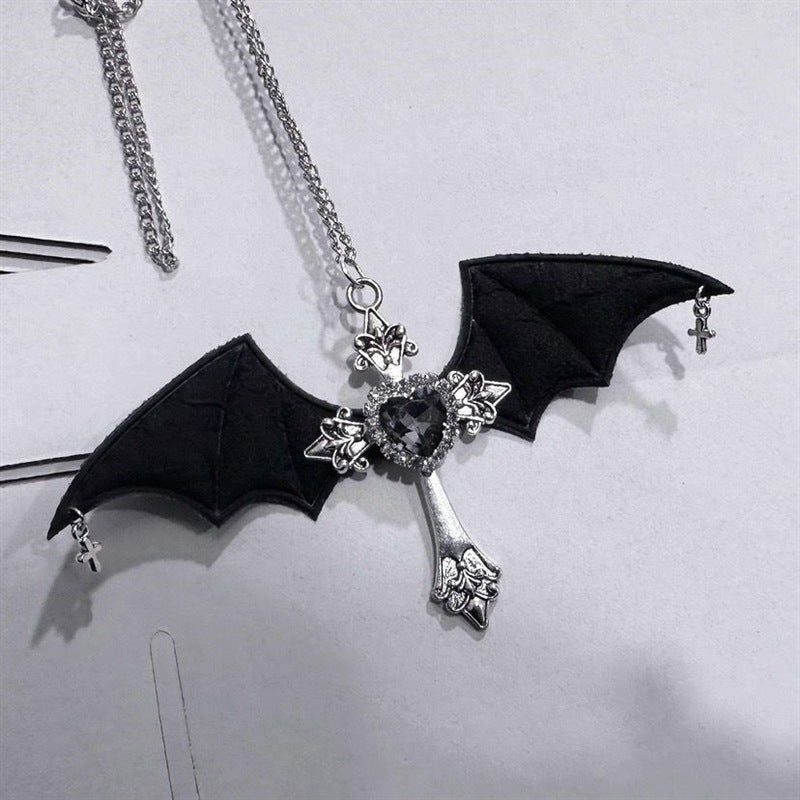 Gothic Bat Wings Cross Love Large Necklaces