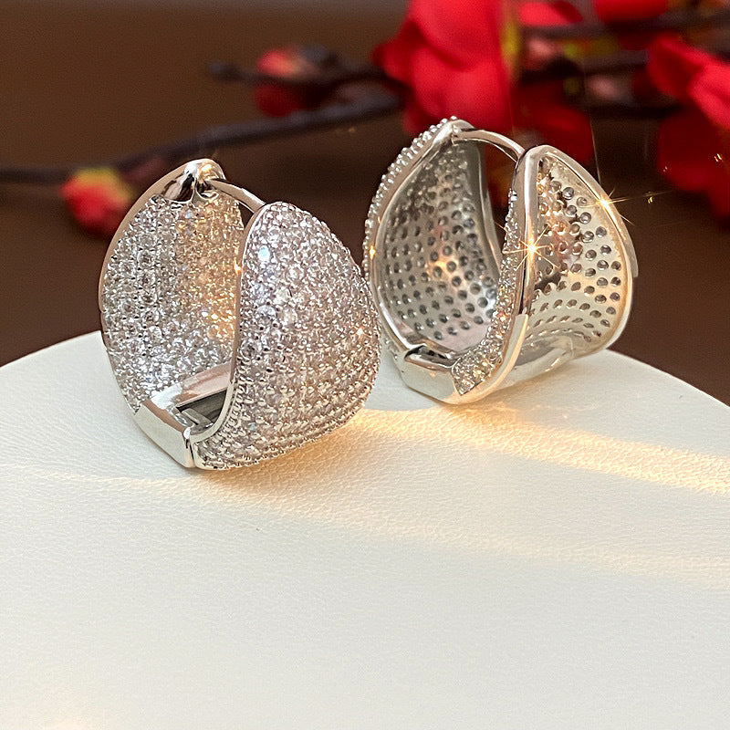 Women's Fashion Micro Inlaid Zircon Ear Clip Style Personality Earrings