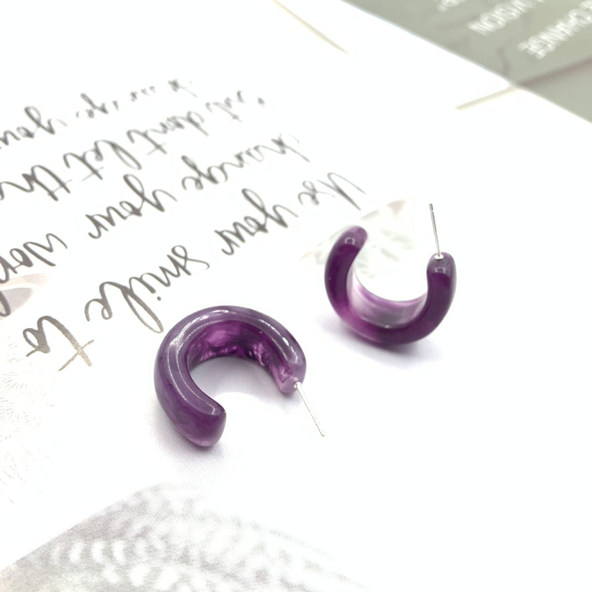 Purple Retro Personalized Style Acrylic Minimalist Stud Earrings