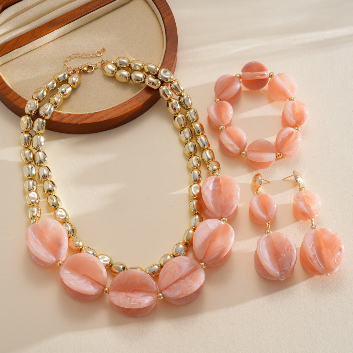 Acrylic Beaded Love Fashion Trend Clavicle Chain Vacation Jewelry Set