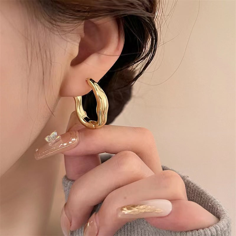 Women's Temperamental Irregular Geometric Ear Clip Light Luxury Minority High-grade Stud Earrings