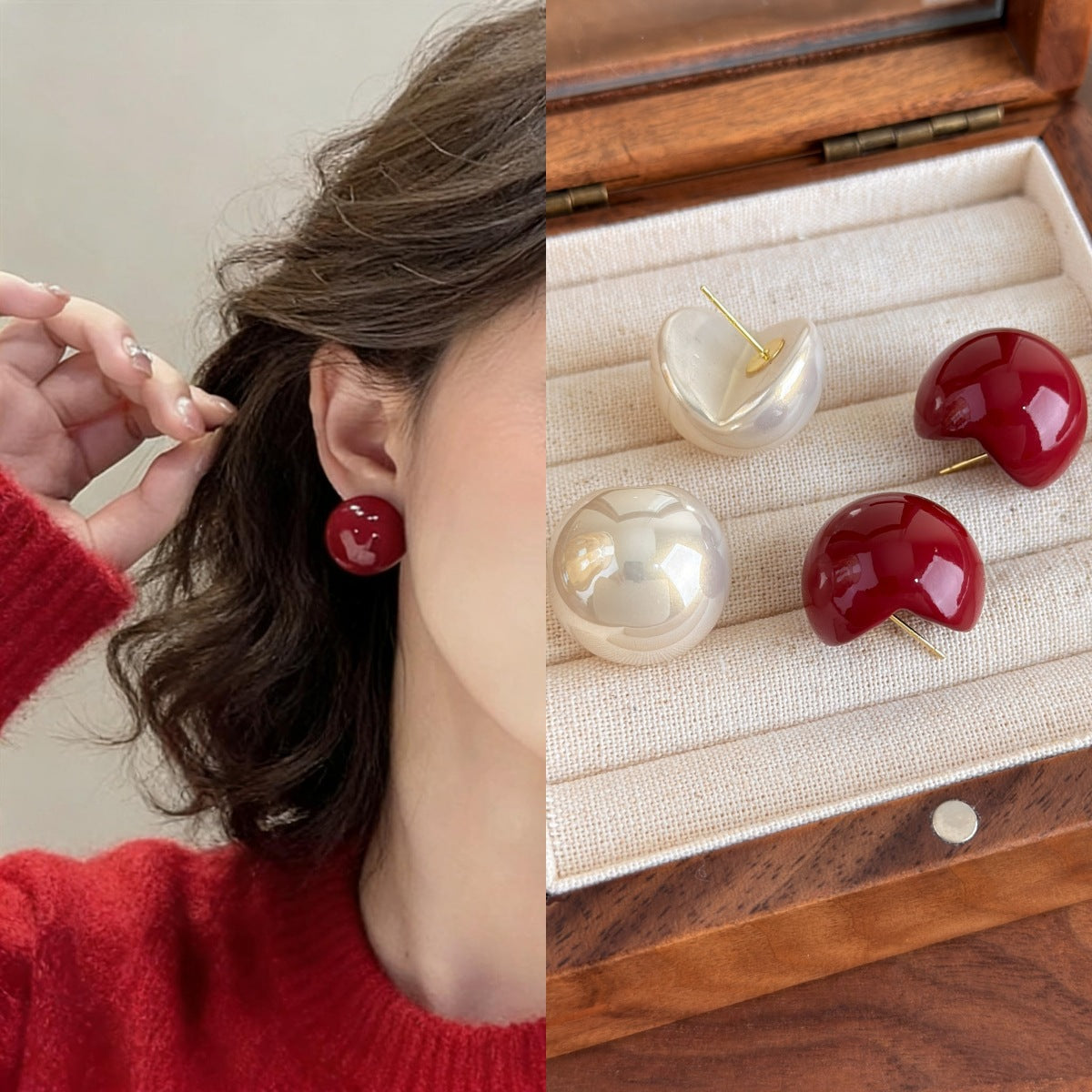 Women's Semicircle Pearl For Bride High Sense Ear Stud Earrings
