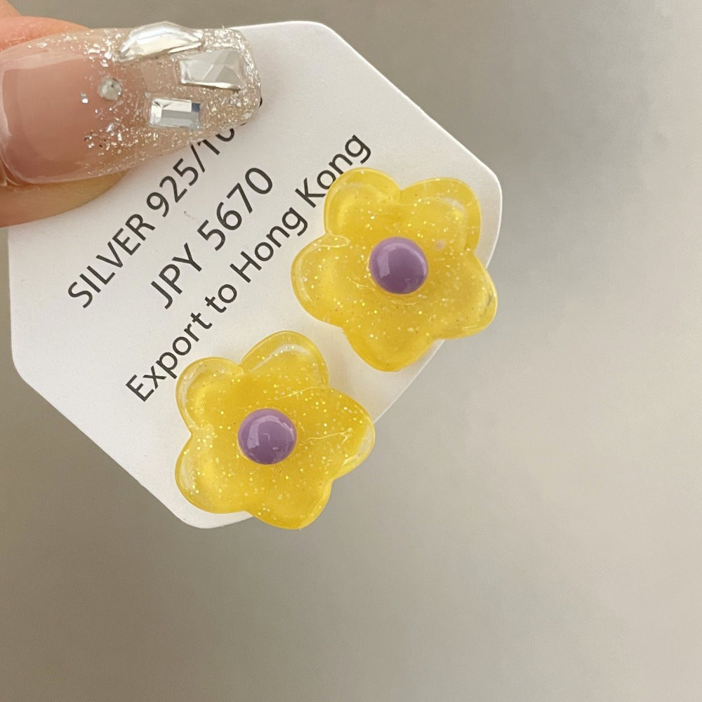 Women's Summer Iti Colorful Flower Ear Clip Sweet Earrings