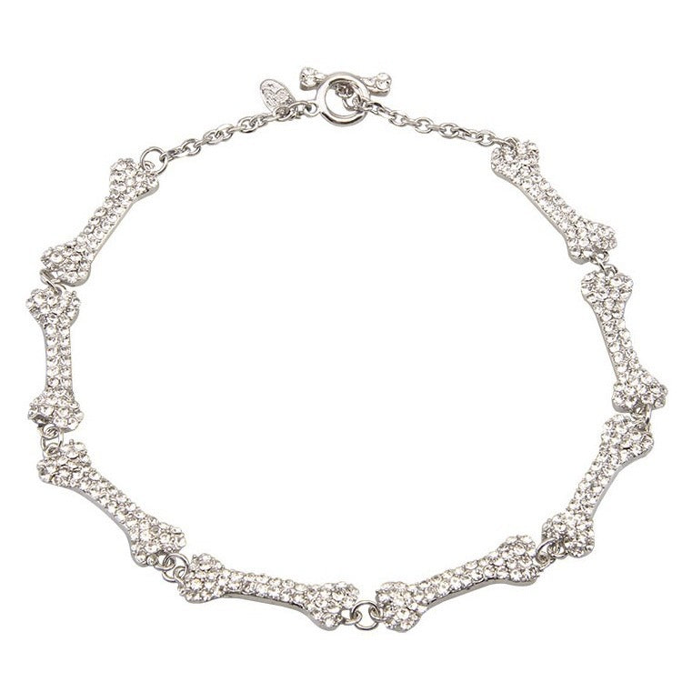 Full Diamond Bone Shape Stitching Fashion Necklaces