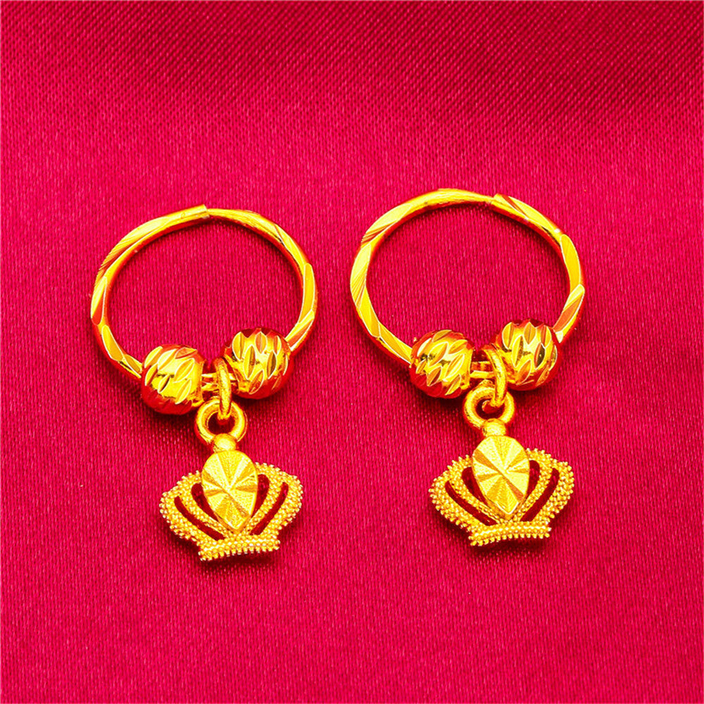 Women's Love Five-pointed Star Crown Water Drop Beads Live Earrings