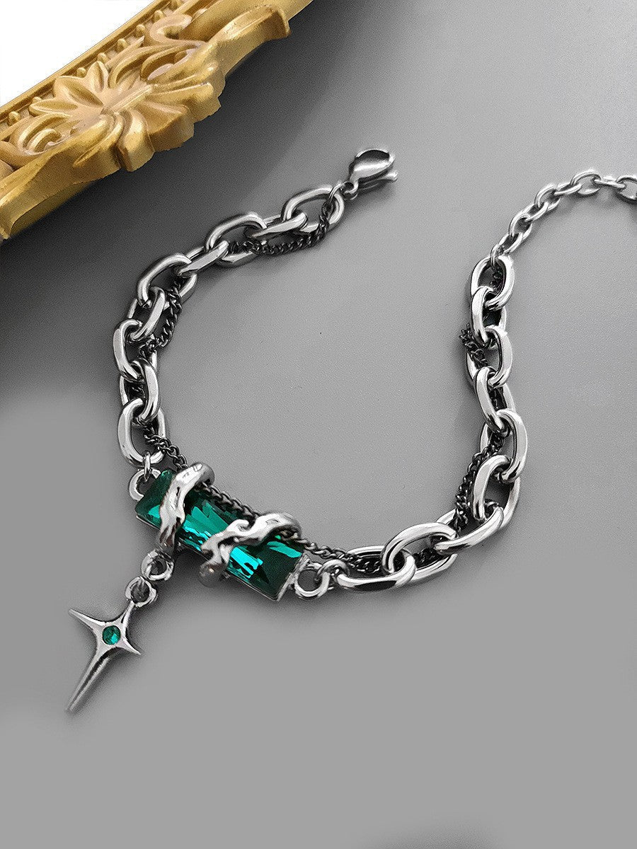 Men's Body Winding Diamond Titanium Steel No Fading High Bracelet