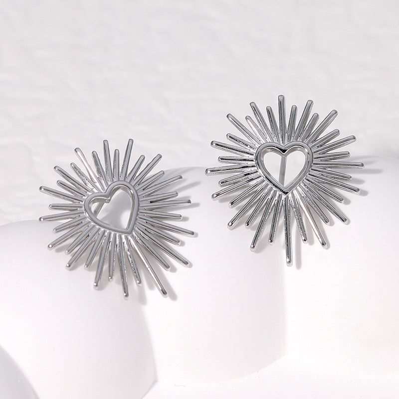 Titanium Steel Ear Love Heart-shaped Niche Metal High-grade Do Not Stud Earrings