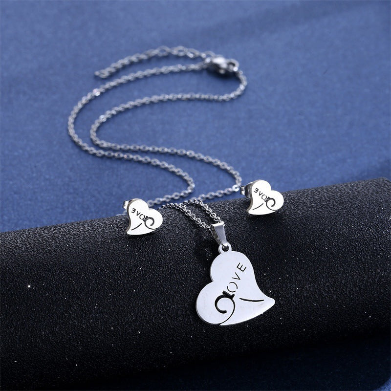 Women's Stainless Steel Suite Fashion Geometry Pattern Animal Love Jewelry Set