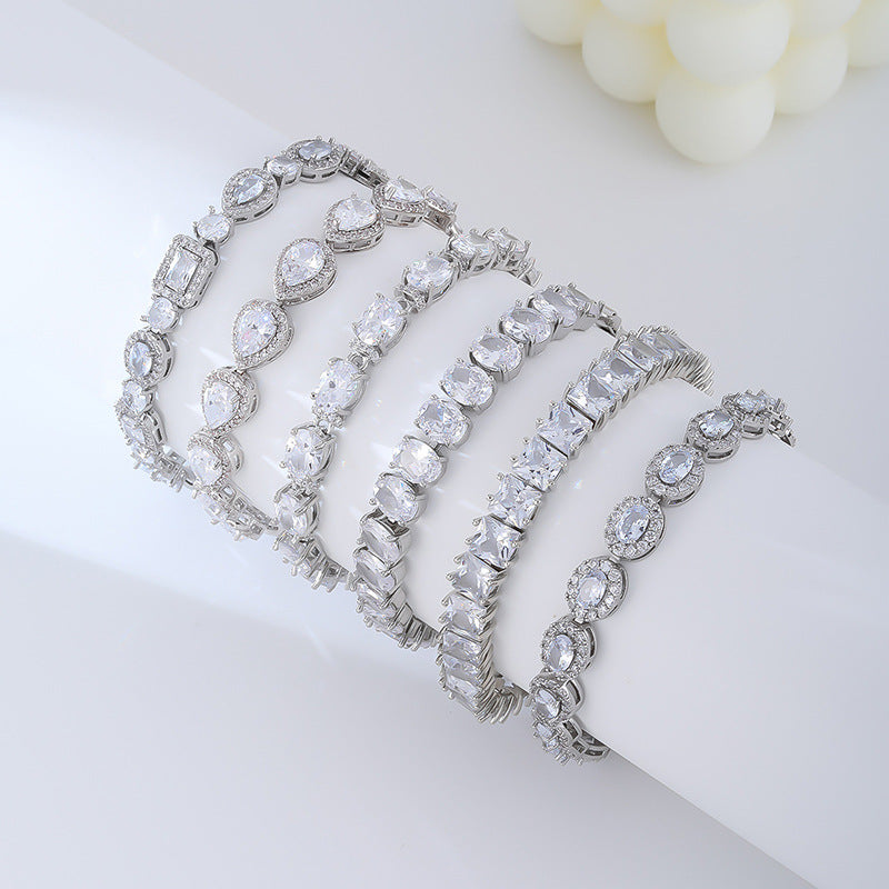 Personality Geometry Rhinestone Retro Simple Copper Bracelet