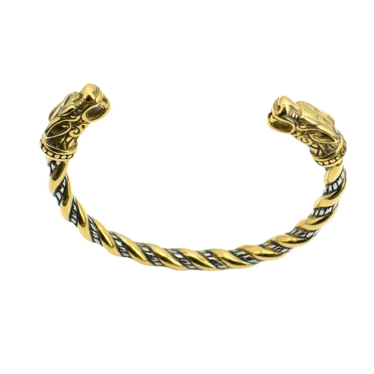 Men's Retro Nordic Viking Double Chinese Dragon Heads Bracelet
