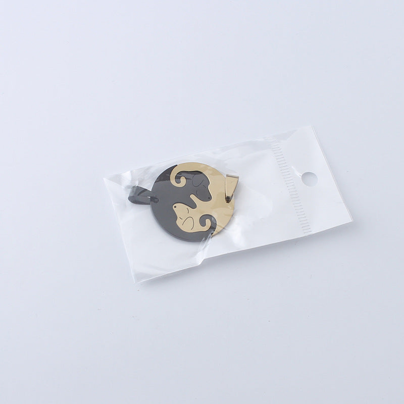 Women's & Men's Dog Couple Stitching For Girlfriends Simple Cute Korean Titanium Pendants