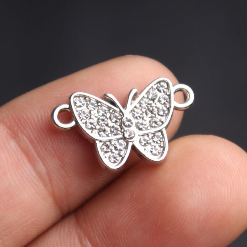 Alloy Double Rhinestone Butterfly Short Clavicle Chain Design Necklaces