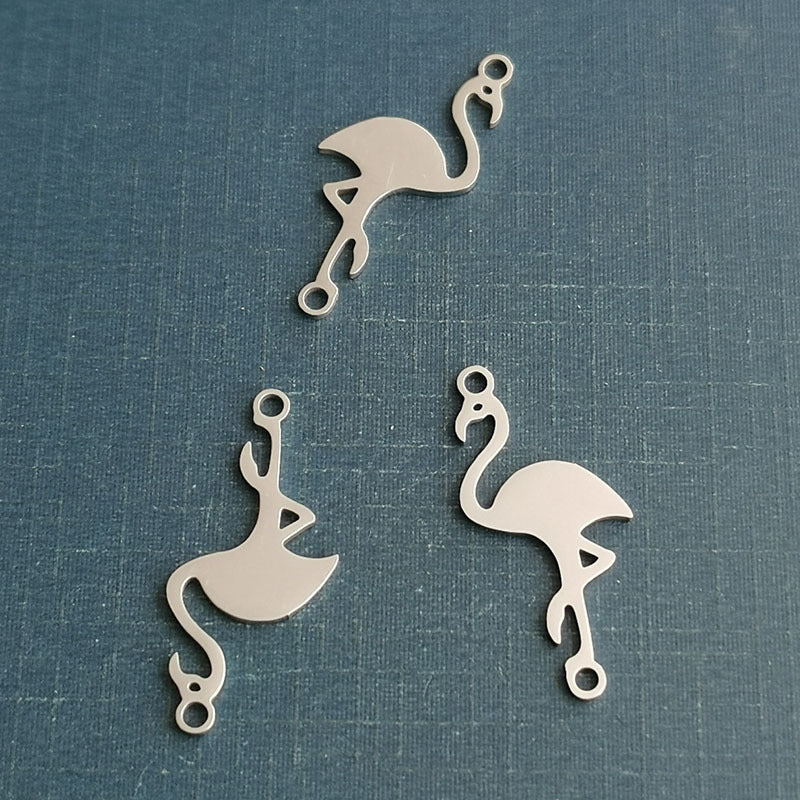 Hand Polished Red-crowned Crane Stainless Steel Pendant
