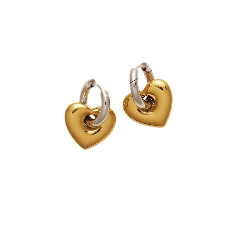 Color Love Heart Fat Peach Ear Clip Titanium Steel No Earrings