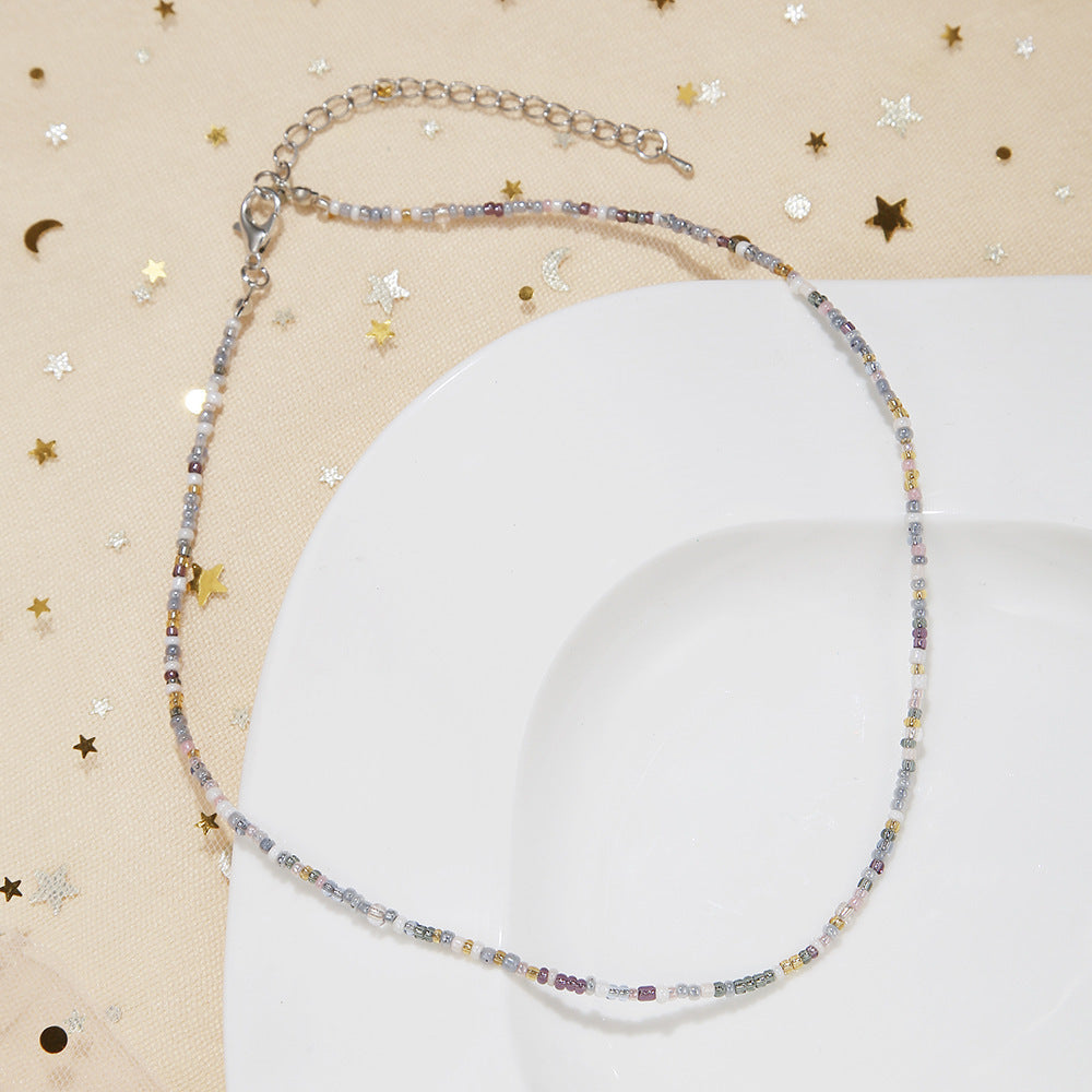 Women's Small Beads Beaded Girly Style Rainbow Necklaces