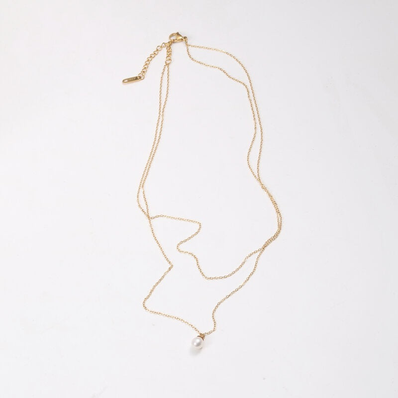 Fresh Water Pearl Titanium Steel Gold Necklaces
