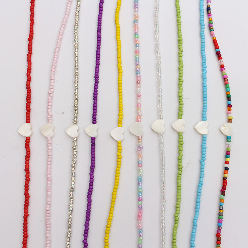 Heart Beads Stringed Color Clavicle Chain Necklace
