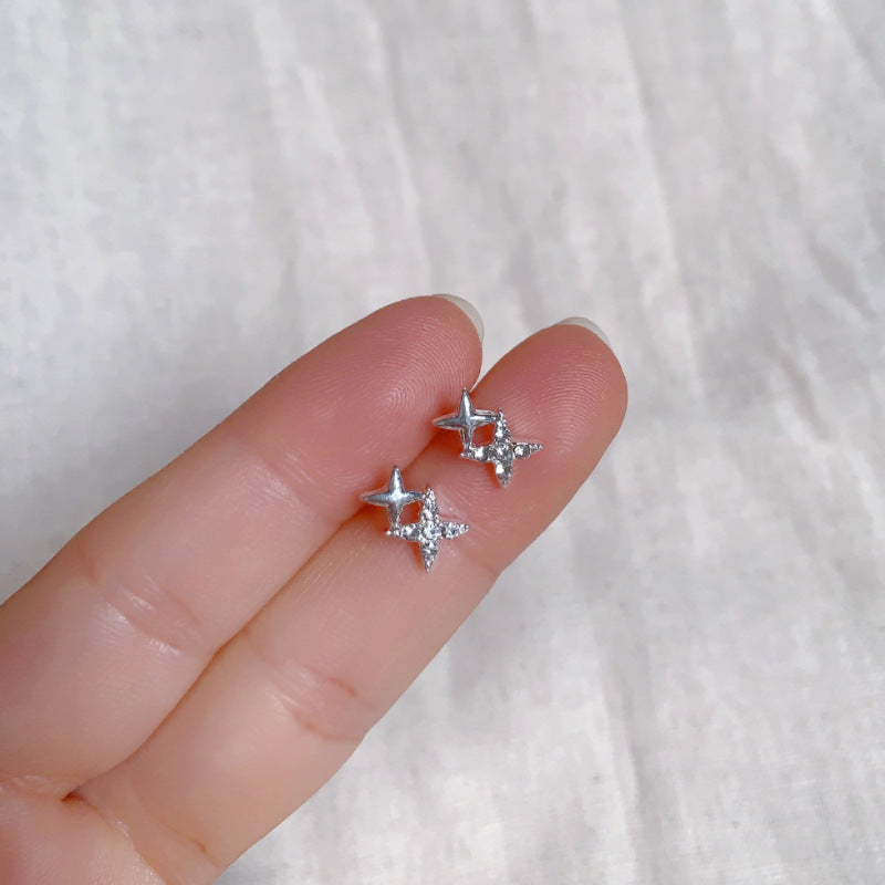 High-grade Bow Small Sier-plated Geometric Korean Earrings