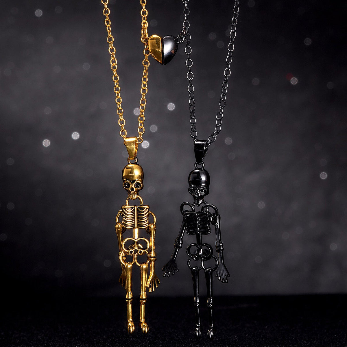 Love Heart Magnetic Hand Holding Bone Necklaces