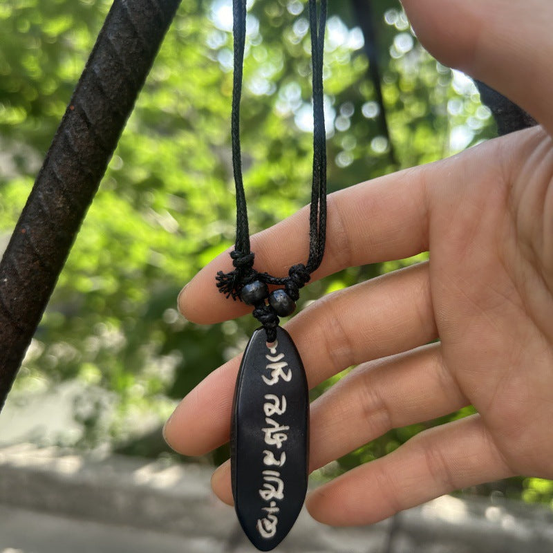 Nepal Yak Bone Hand Carved Six Pendant