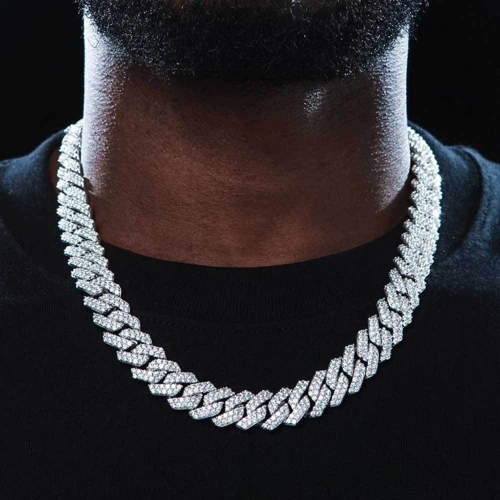 Men's Rhombus Cuban Link Chain Full Rhinestone Necklaces