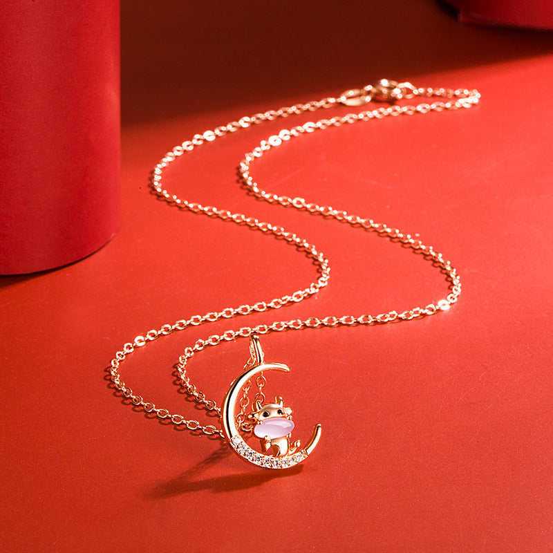 Women's Korean Style Ross Chinese Zodiac Rose Gold Pendant