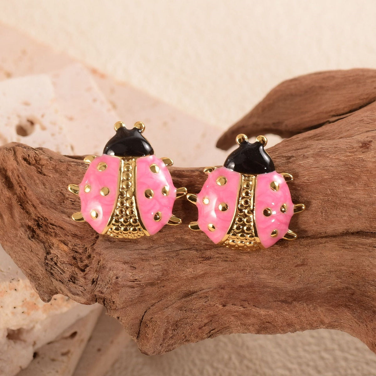 Colorful Oil Ladybug Stainless Steel Creative Cartoon Fashionable Versatile Stud Earrings