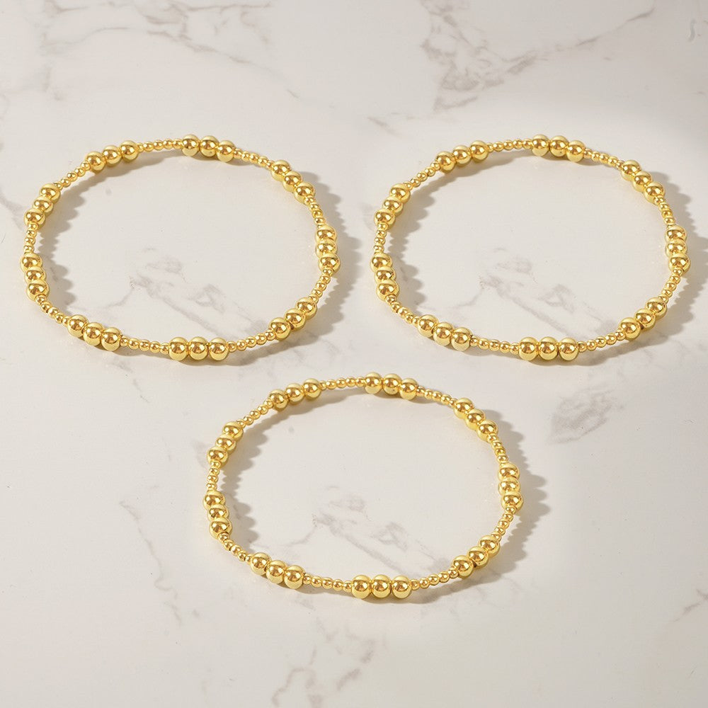 Niche Pearl Gold Copper Bead Stacked Bracelet