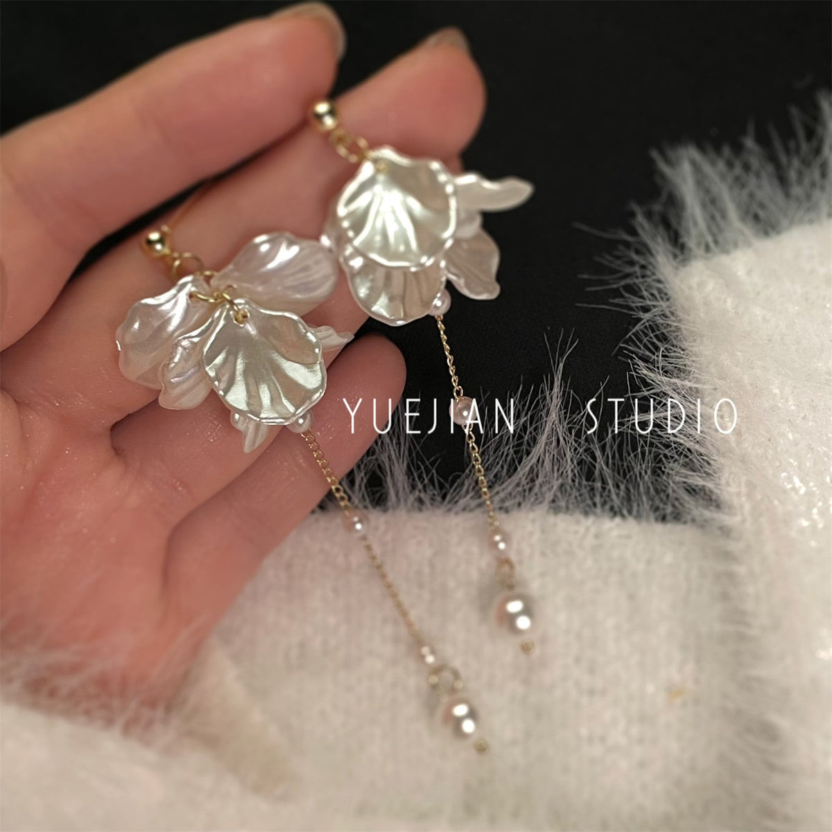 Women's Shell Imitation Pearl Tassel Trendy Cold For Simple Stud Earrings