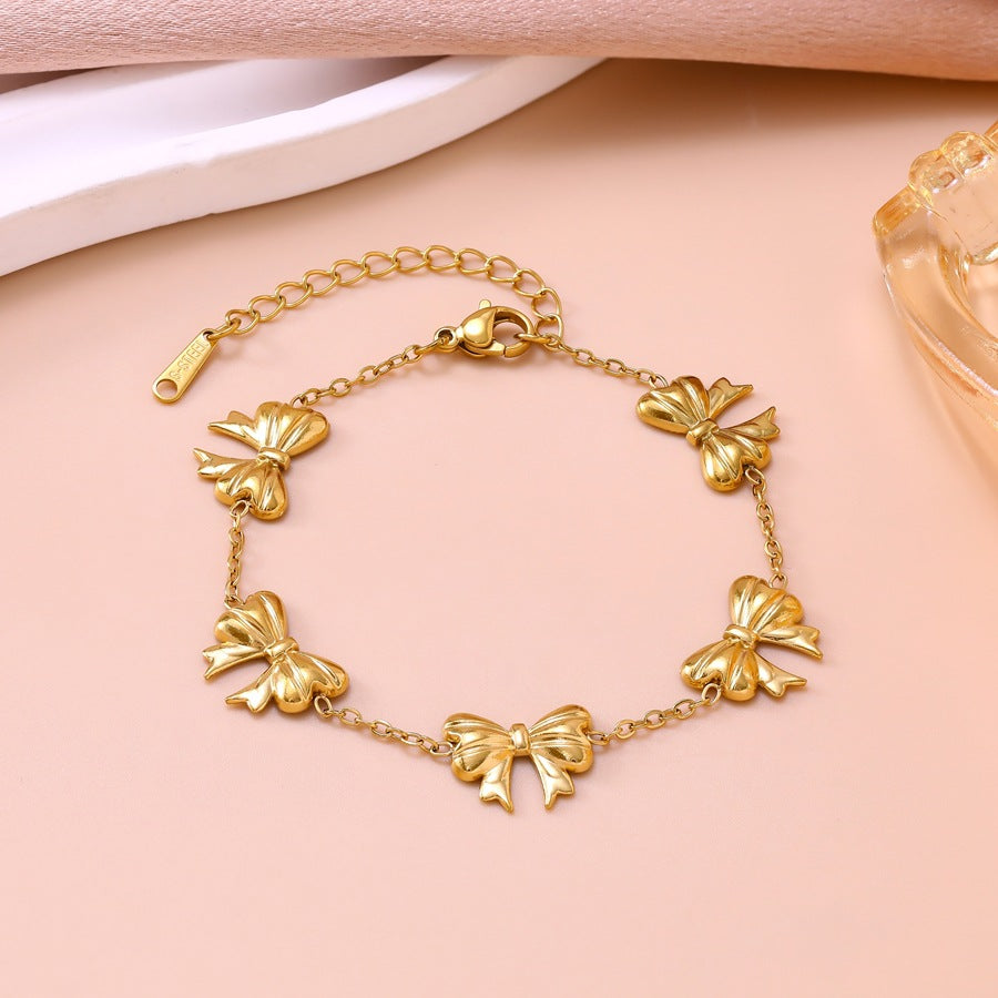 Fashion Tassel Light Luxury Bow Female Titanium Steel No Fading Bracelets