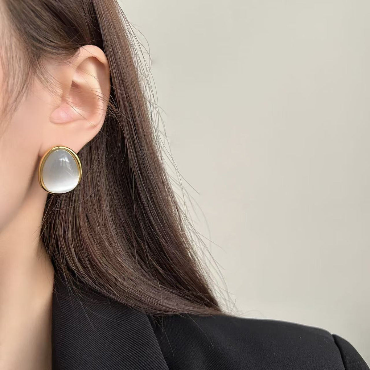 Elegant Ear Opal Oval Drop-shaped Daily Rings