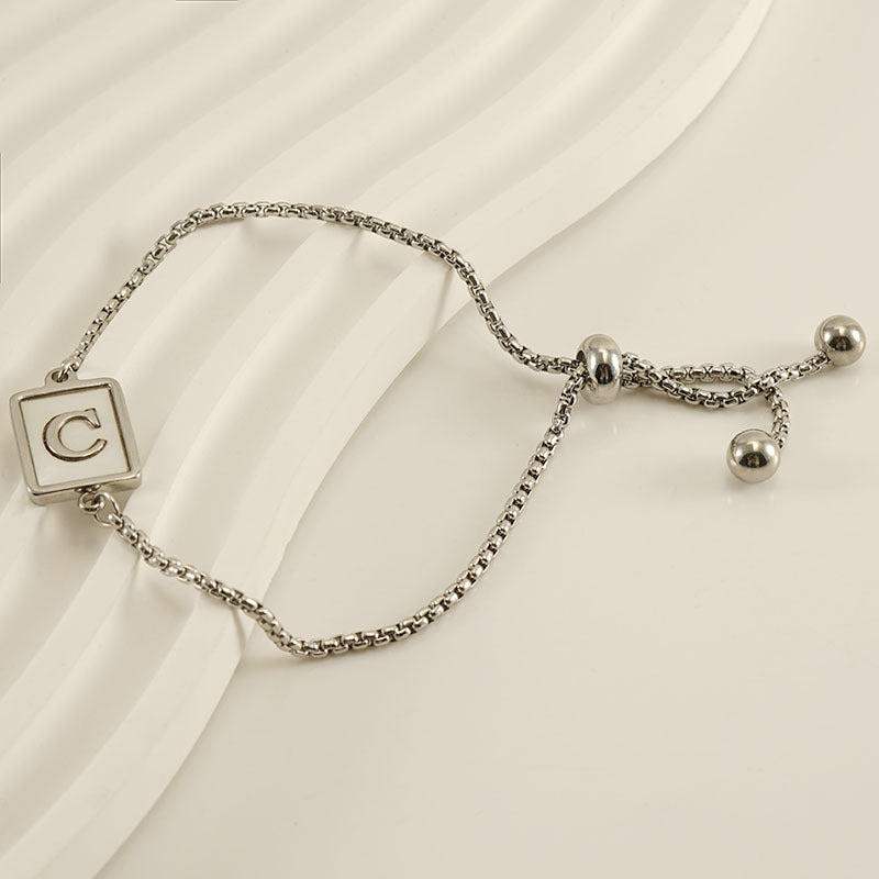 Women's Titanium Steel Natural Shell Fashion Simple Letter Bracelets