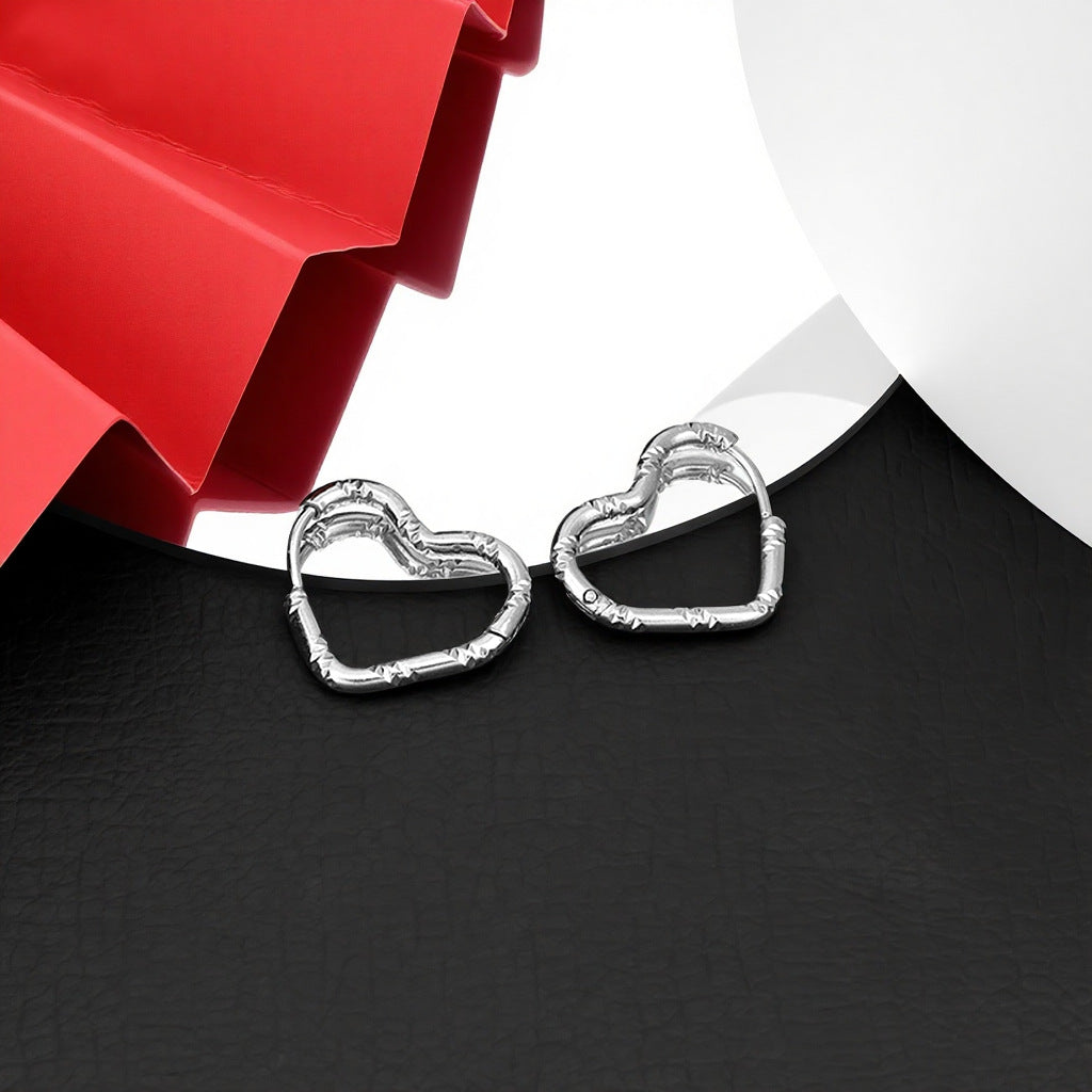 Women's & Men's Stainless Steel Heart-shaped Indentation Advanced Niche Rings
