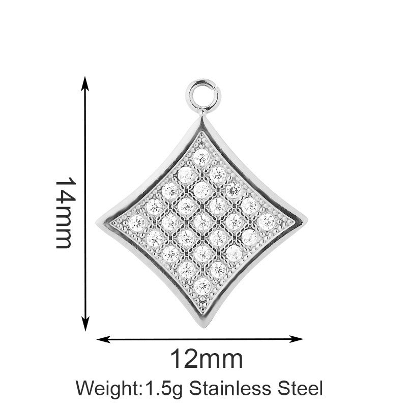Stainless Steel Inlaid Zircon Clover Lucky Necklaces