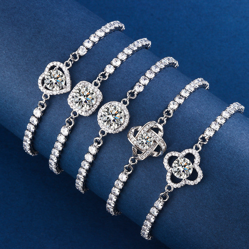 Bag Round Four-leaf Clover Adjustable Rhinestone Zircon Female Bracelet