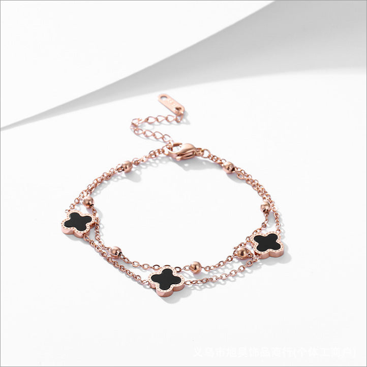 Steel High-grade Four-leaf Clover Female Simple Bracelets
