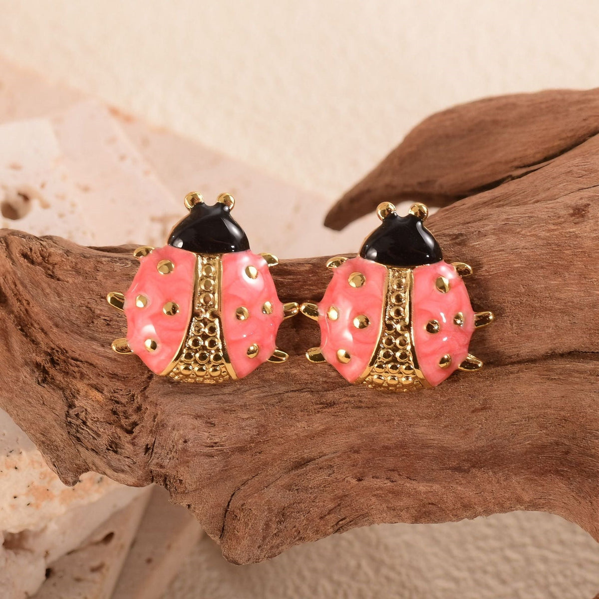 Colorful Oil Ladybug Stainless Steel Creative Cartoon Fashionable Versatile Stud Earrings
