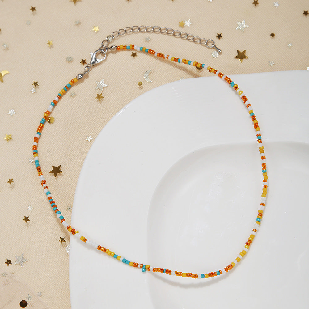 Women's Small Beads Beaded Girly Style Rainbow Necklaces