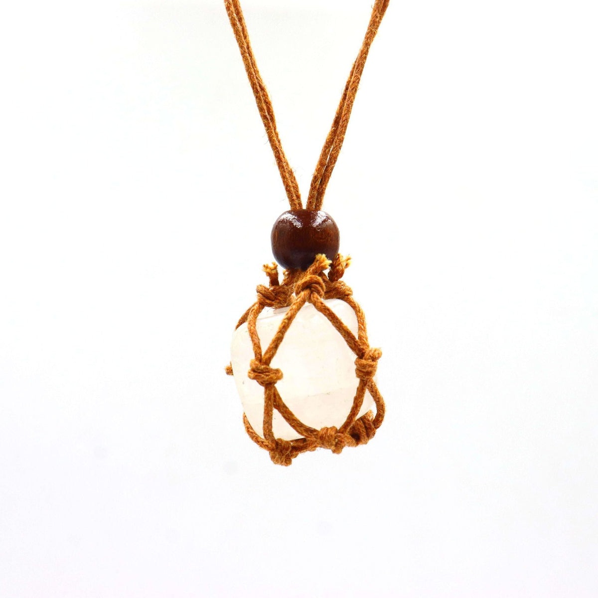 Hand-woven Niche Natural Stone Crystal Mesh Bag Pendants