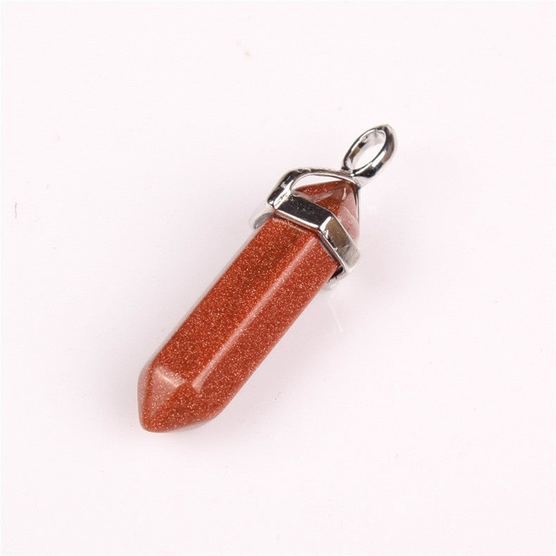 Stone Crystal Agate Bullet Hexagon Prism Pendant