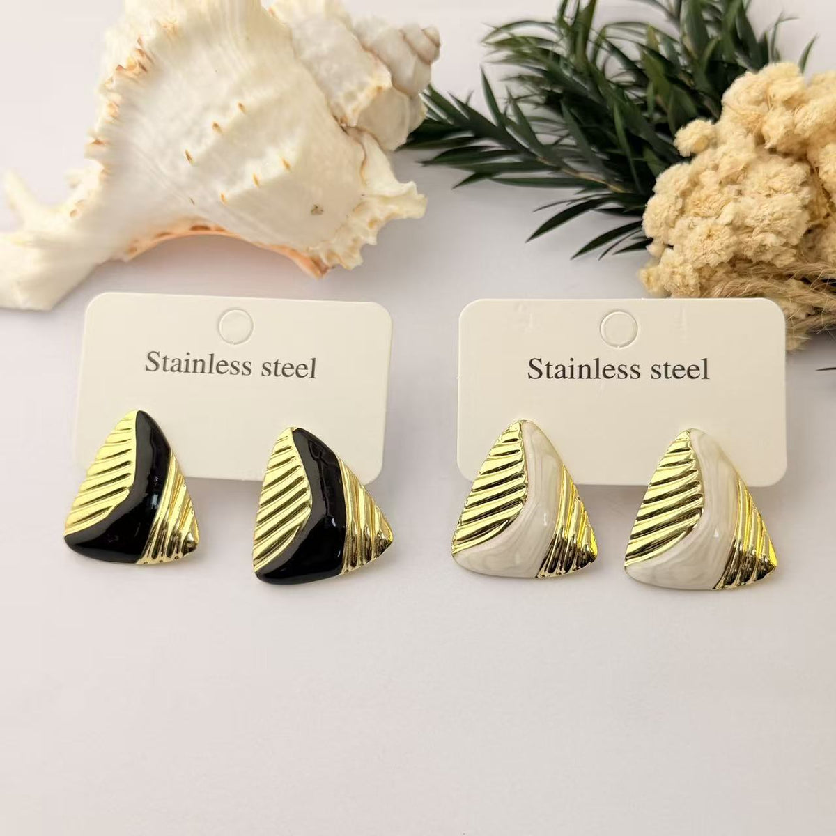 Women's Stainless Steel Oil Dripping Irregular Geometric Triangle Ear Fashion Earrings