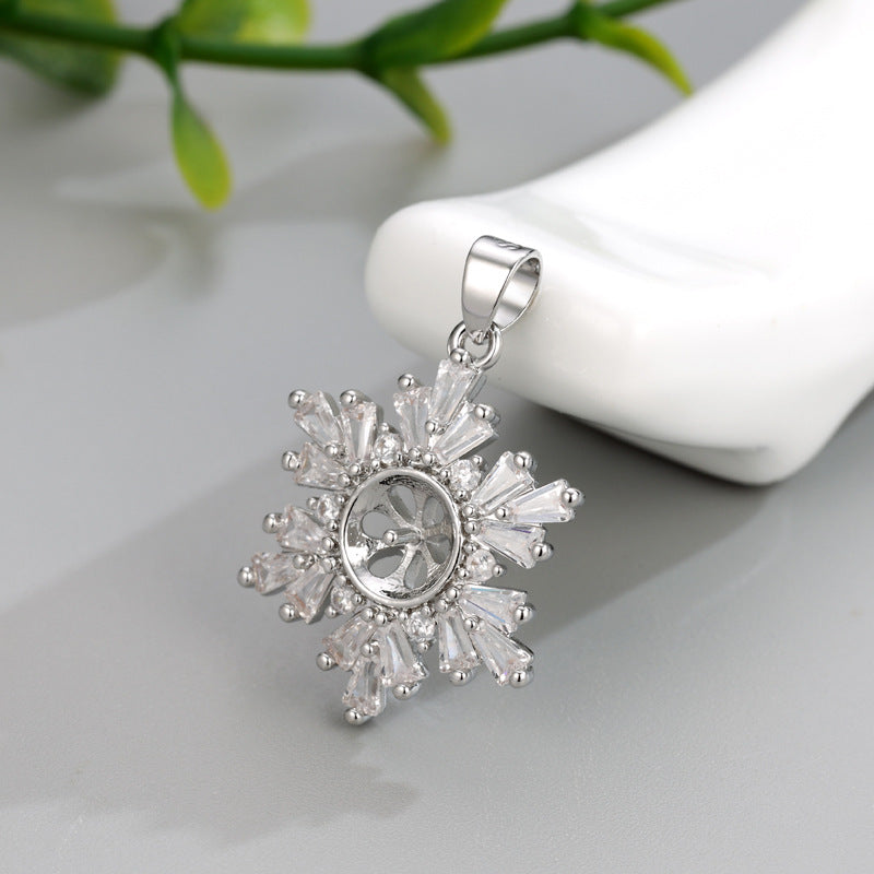 Style Simple Snowflake Empty Holder Gold Color Retention Inlaid Zirconium Jewelry Set