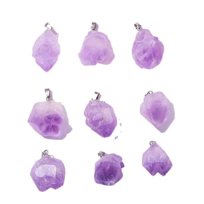 Classic Natural Amethyst Flower Rough Stone Pendant