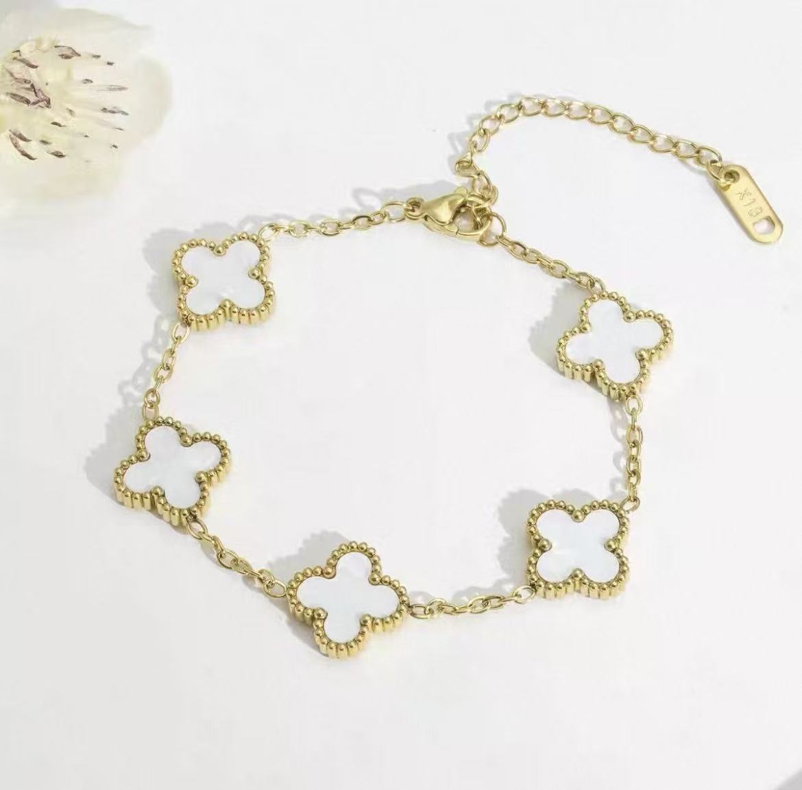 Women's Clover Light Luxury High-grade Gold Coating Double-sided Bracelet